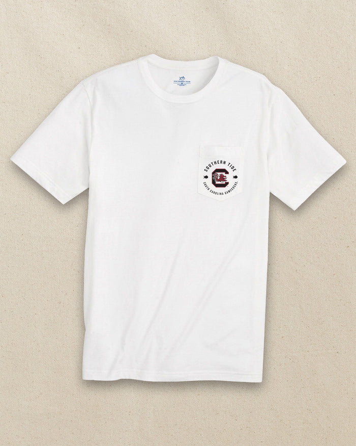 The front view of the Southern TideUSC Gamecocks Game Bound Short Sleeve T-Shirt by Southern Tide - Classic White