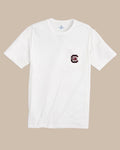 The front view of the Southern Tide USC Gamecocks Gameday Embroidered Short Sleeve T-Shirt by Southern Tide - Classic White