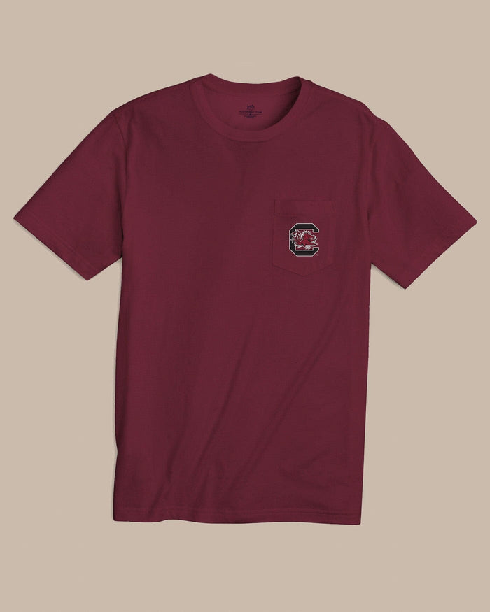 The front view of the Southern Tide USC Gamecocks Gameday Embroidered Short Sleeve T-Shirt by Southern Tide - Chianti