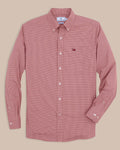 The front view of the Southern Tide USC Gamecocks Gingham Button Down Shirt by Southern Tide - Crimson