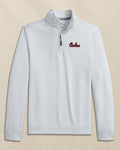 The front view of the Southern Tide USC Gamecocks Schooner Quarter Zip Carolina Script by Southern Tide - Slate Grey