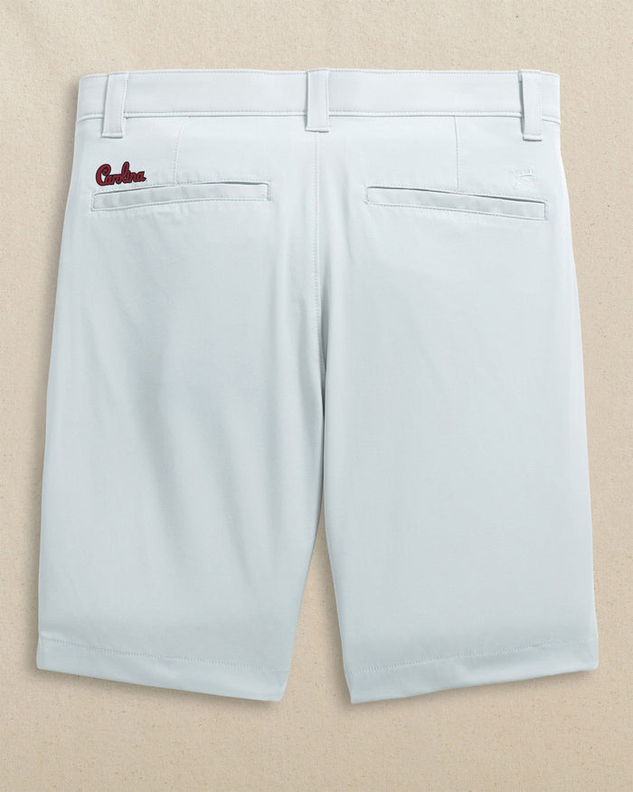 The back view of the Southern Tide USC Gamecocks Script Birdie 8" Coastal Breeze® Performance Short by Southern Tide - Seagull Grey