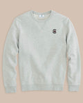 The front view of the Southern Tide USC Upper Deck Pullover Sweatshirt by Southern Tide - Heather Slate Grey