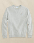 The front view of the Southern Tide UVA Cavaliers Upper Deck Pullover Sweatshirt by Southern Tide - Heather Slate Grey