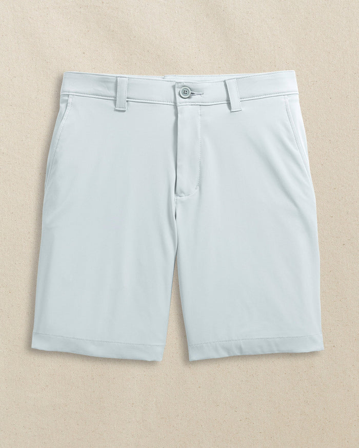 The front view of the Southern Tide Vanderbilt Commodores brrr°®-die 8" Performance Short by Southern Tide - Seagull Grey