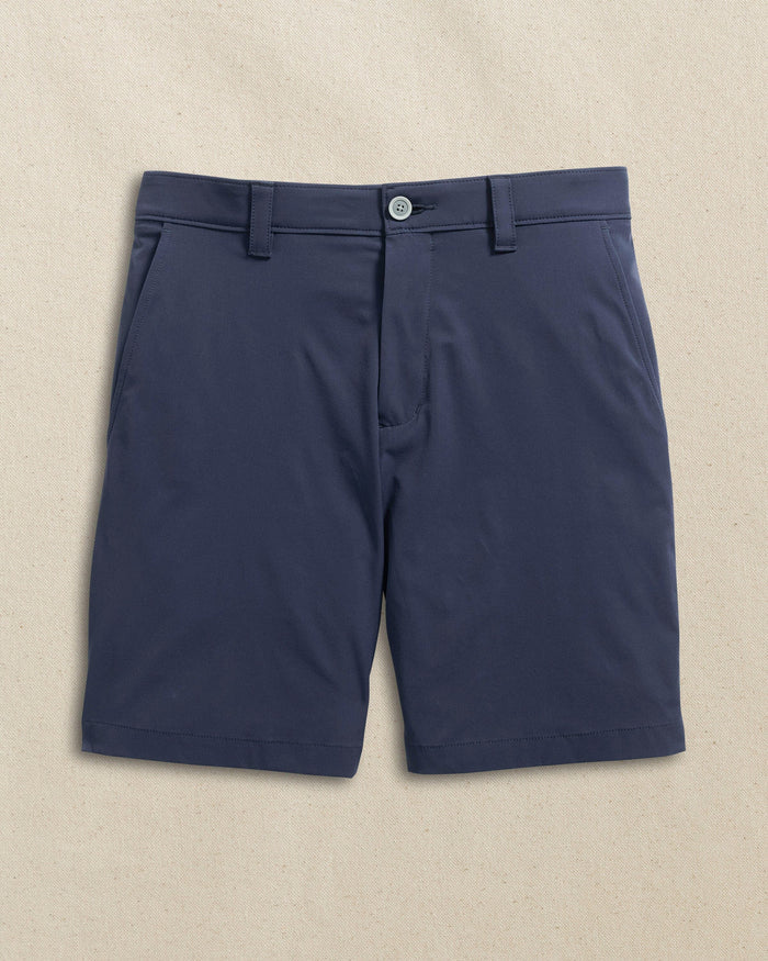 The front view of the Southern Tide Vanderbilt Commodores brrr°®-die 8" Performance Short by Southern Tide - True Navy