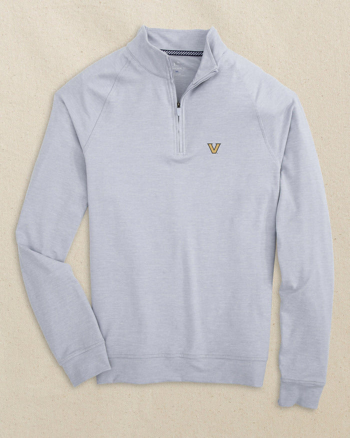 The front view of the Southern Tide Vanderbilt Commodores Cruiser Quarter Zip by Southern Tide - Heather Slate Grey