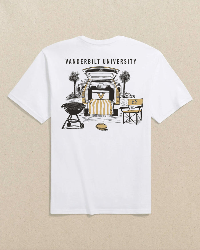 The back view of the Southern Tide Vanderbilt Commodores Stadium View Short Sleeve T-Shirt by Southern Tide - Classic White