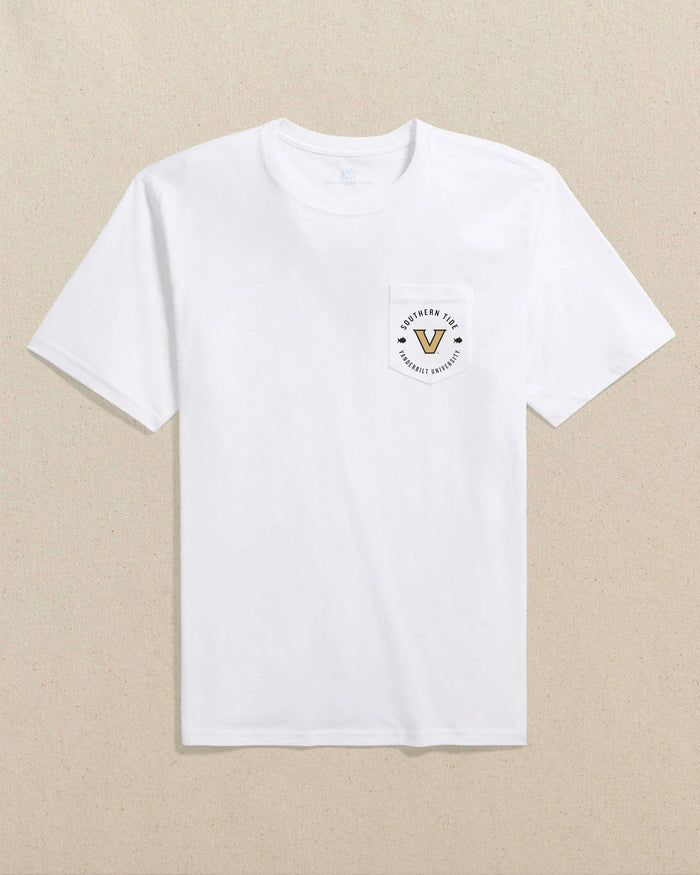 The front view of the Southern Tide Vanderbilt Commodores Stadium View Short Sleeve T-Shirt by Southern Tide - Classic White