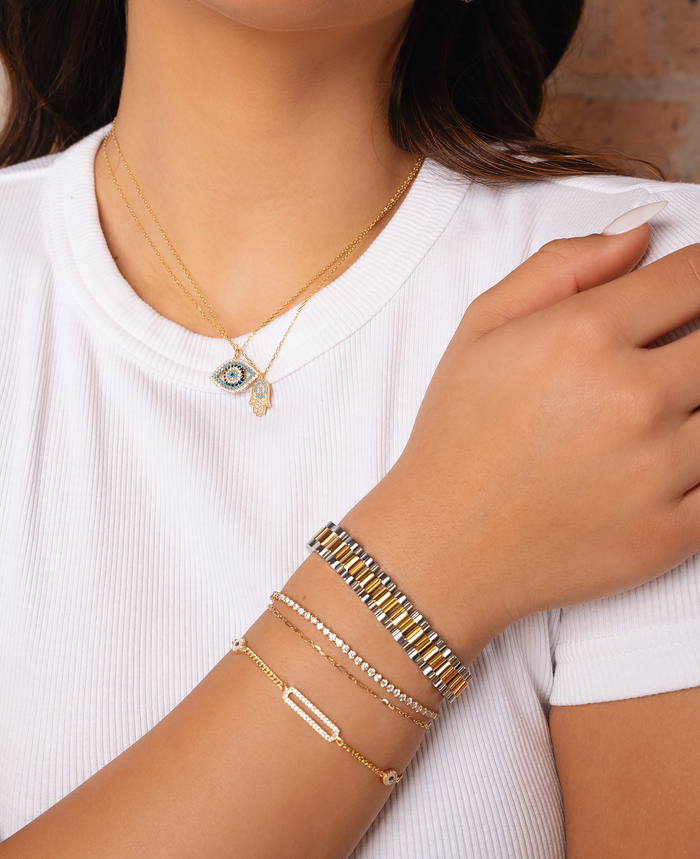 Vega Silver and Gold Band Bracelet