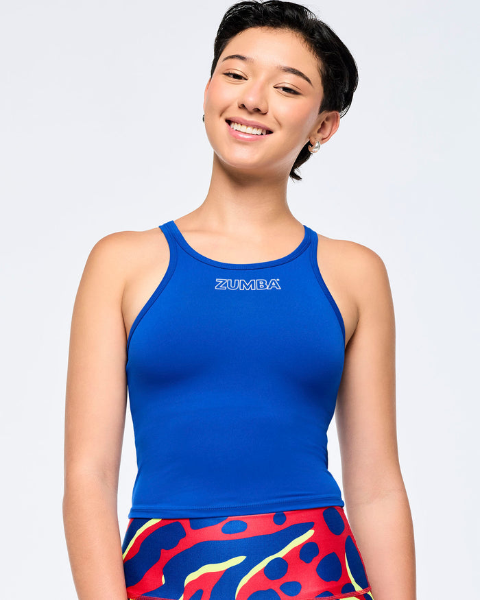 Surfs Up Blue # Victory Cami Tank With Shelf Bra