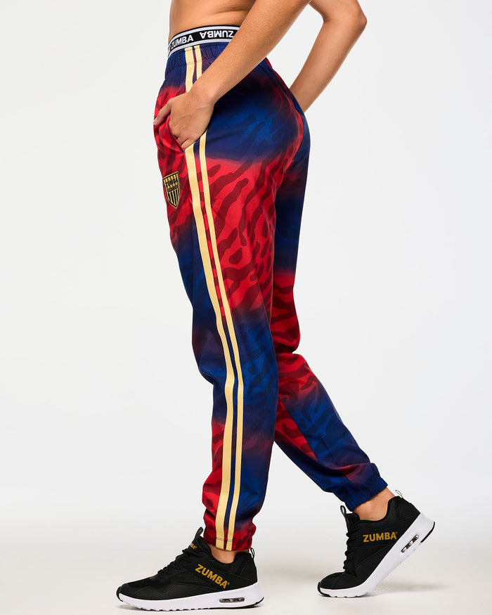 Red/Blue # Victory Double Waisted Slouch Woven Pants