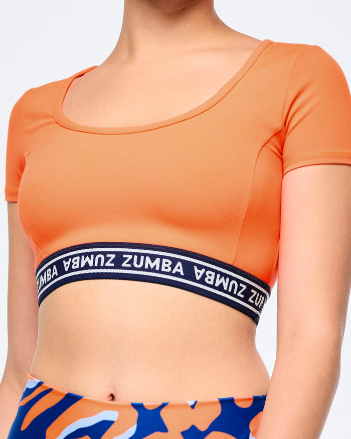 Orange You Hot # Victory Scoop Neck Crop Top