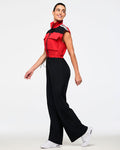Bold Black # Victory Sleeveless Woven Jumpsuit