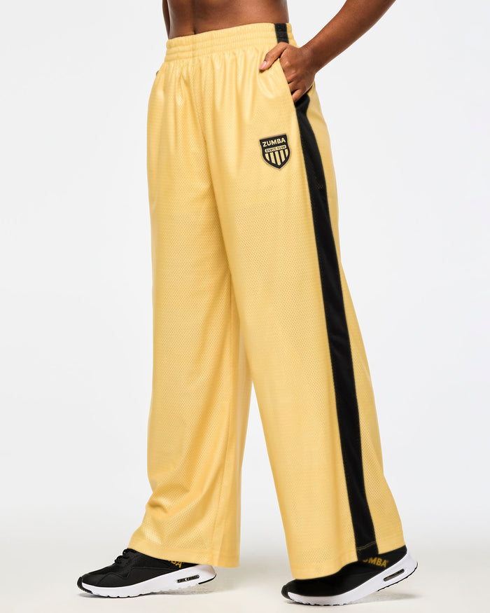 Gold # Victory Straight Leg Mesh Pants With Inner Shorts