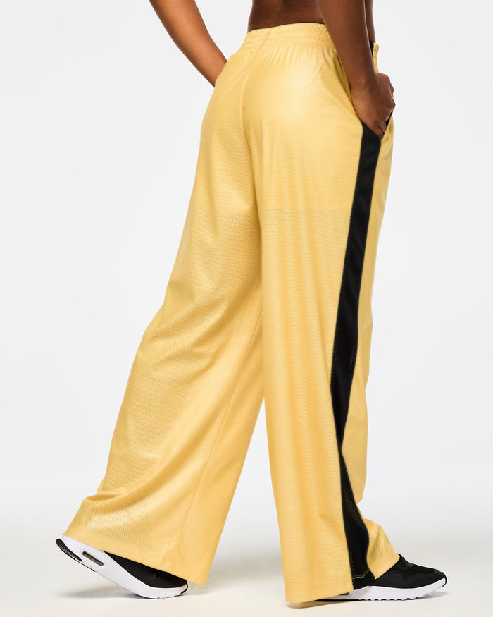 Gold # Victory Straight Leg Mesh Pants With Inner Shorts