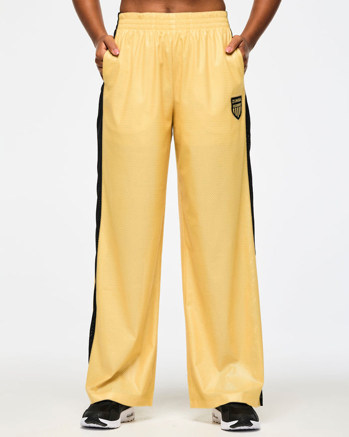 Gold # Victory Straight Leg Mesh Pants With Inner Shorts