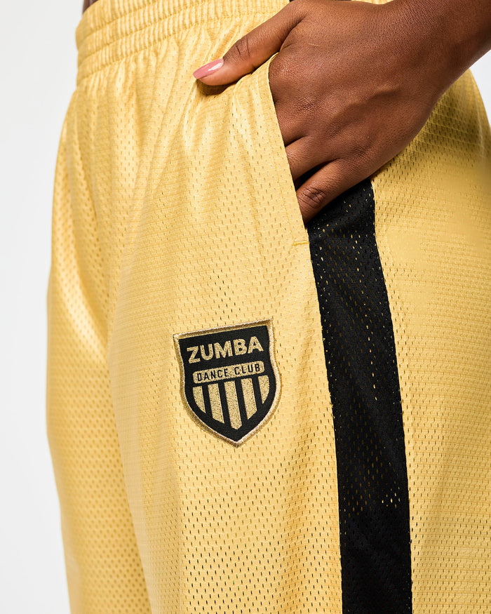 Gold # Victory Straight Leg Mesh Pants With Inner Shorts