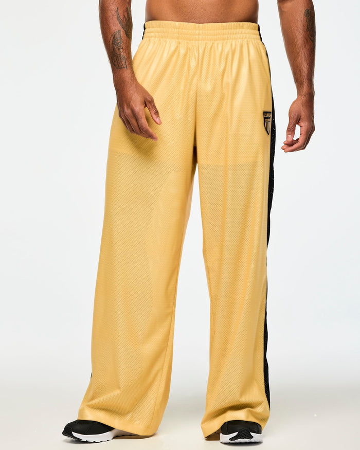 Gold # Victory Straight Leg Mesh Pants With Inner Shorts