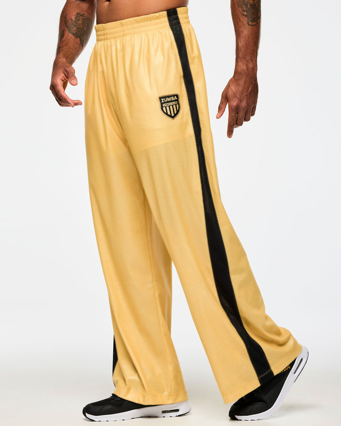 Gold # Victory Straight Leg Mesh Pants With Inner Shorts