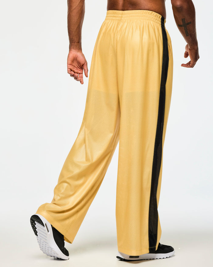 Gold # Victory Straight Leg Mesh Pants With Inner Shorts