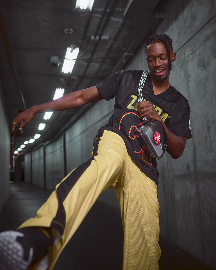Gold # Victory Straight Leg Mesh Pants With Inner Shorts