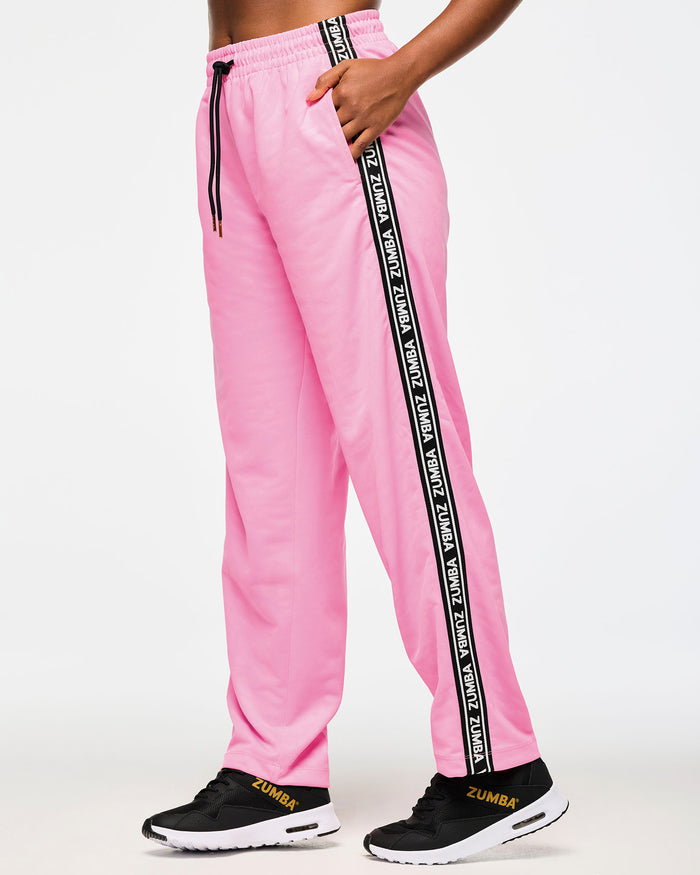 Pink-A-Boo # Victory Straight Leg Track Pants With Side Trim