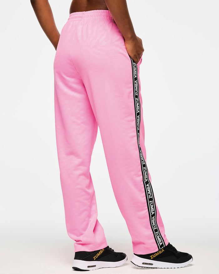 Pink-A-Boo # Victory Straight Leg Track Pants With Side Trim