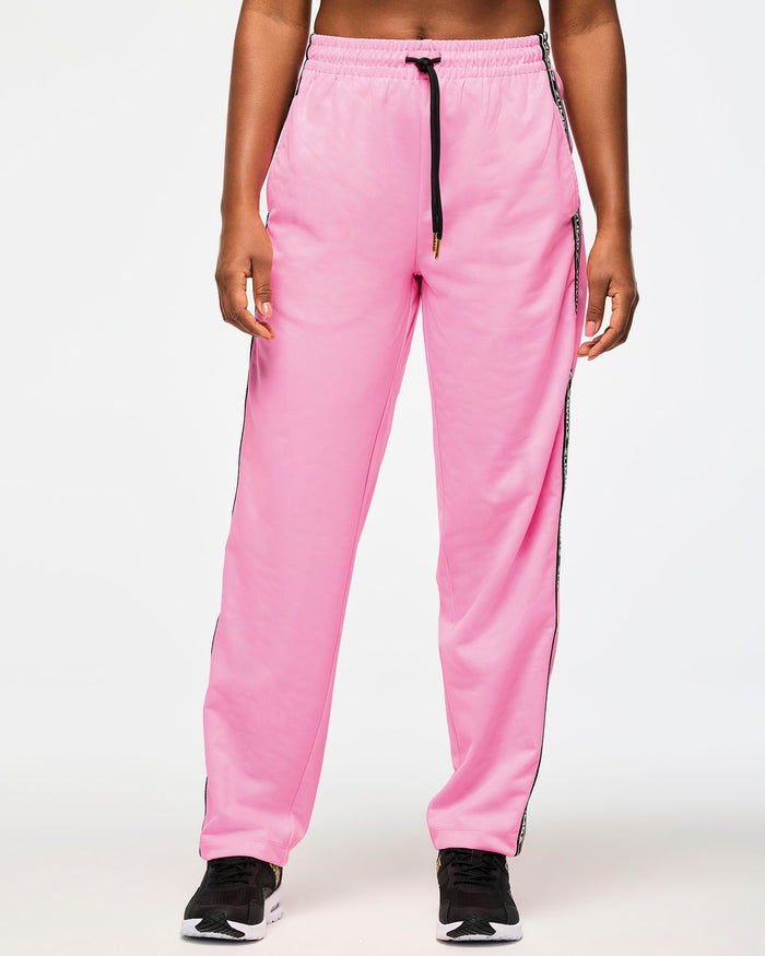 Pink-A-Boo # Victory Straight Leg Track Pants With Side Trim