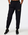 Bold Black # Victory Stretch Woven Slim Ankle Joggers