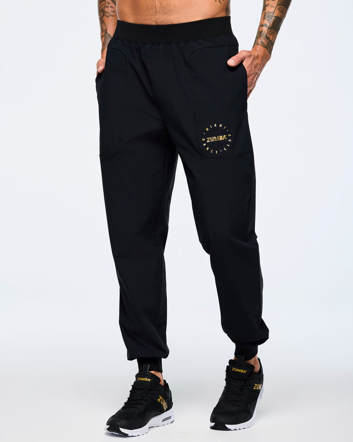 Bold Black # Victory Stretch Woven Slim Ankle Joggers