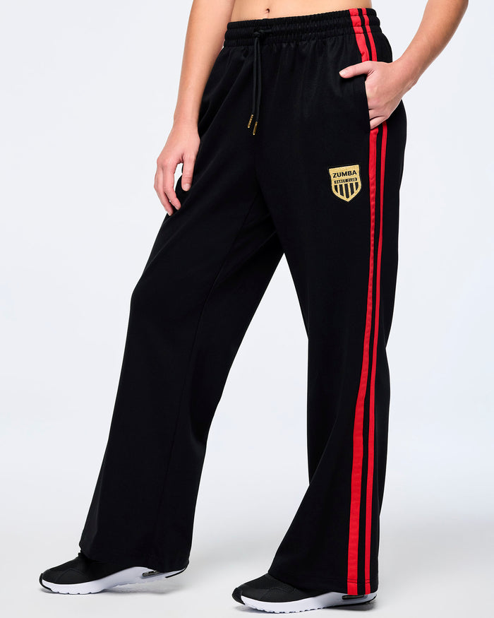 Bold Black # Victory Wide Leg Track Pants