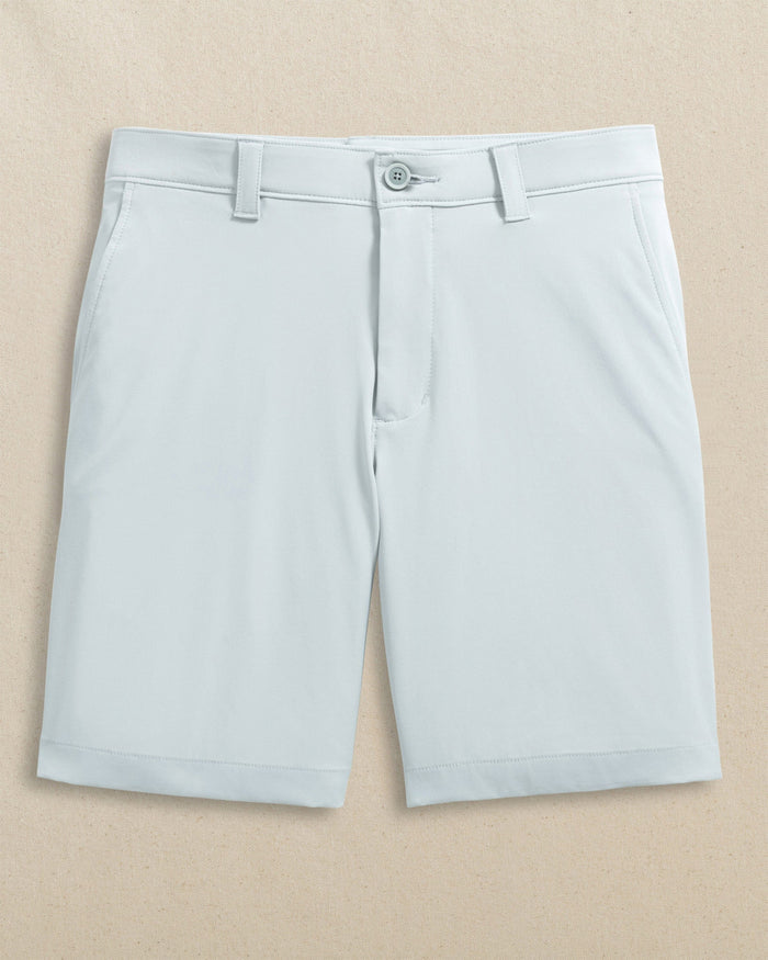 The front view of the Southern Tide Virginia Tech Hokies Birdie 8" Coastal Breeze® Performance Short by Southern Tide - Seagull Grey