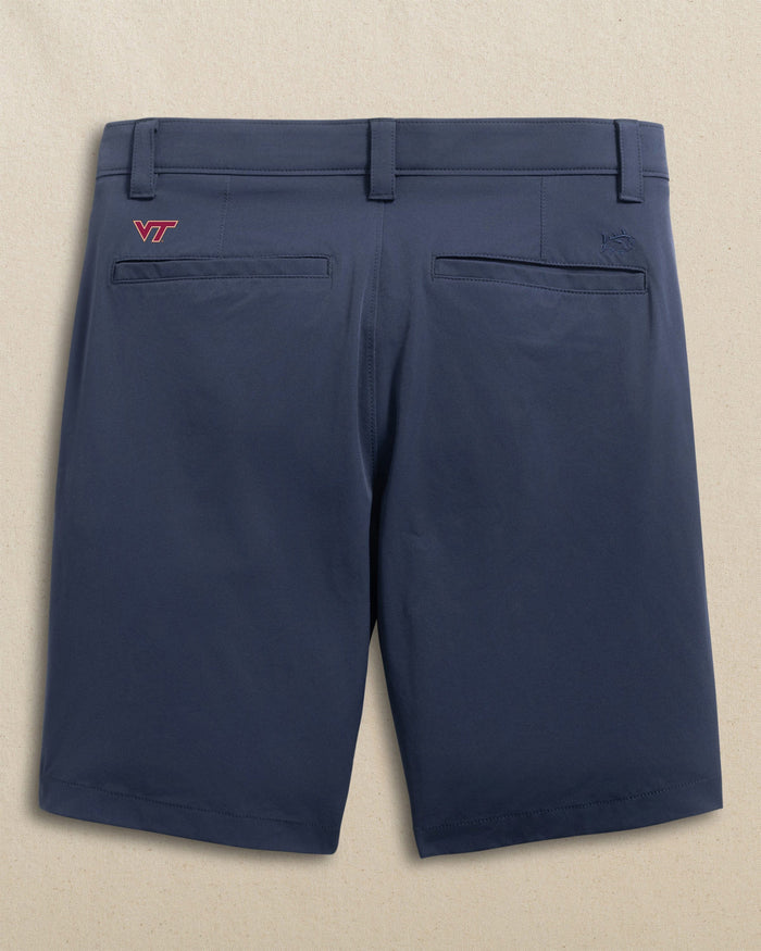 The back view of the Southern Tide Virginia Tech Hokies Birdie 8" Coastal Breeze® Performance Short by Southern Tide - True Navy
