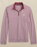 The front view of the Virginia Tech Hokies Cruiser Micro-Stripe Heather Quarter Zip by Southern Tide - Heather Chianti