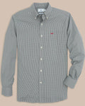The front view of the Southern Tide Virginia Tech Hokies Gingham Button Down Shirt by Southern Tide - Black