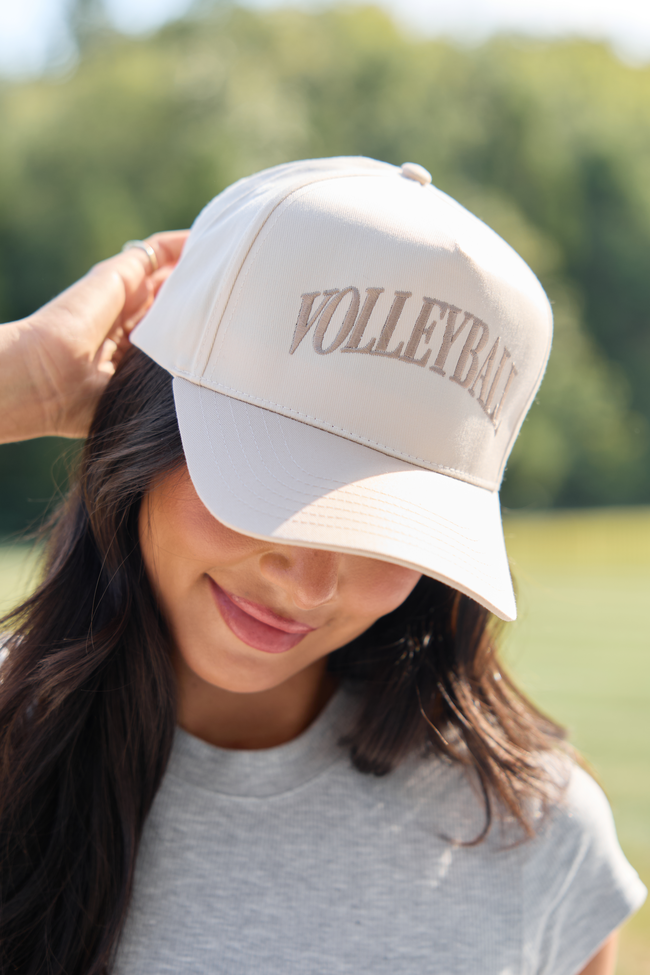 Volleyball Natural/Khaki Embroidered Trucker Hat