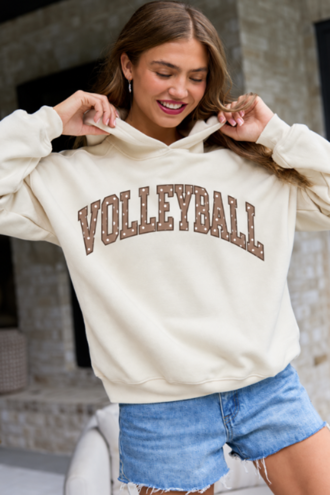 Volleyball Polka Dot Cream Graphic Hoodie