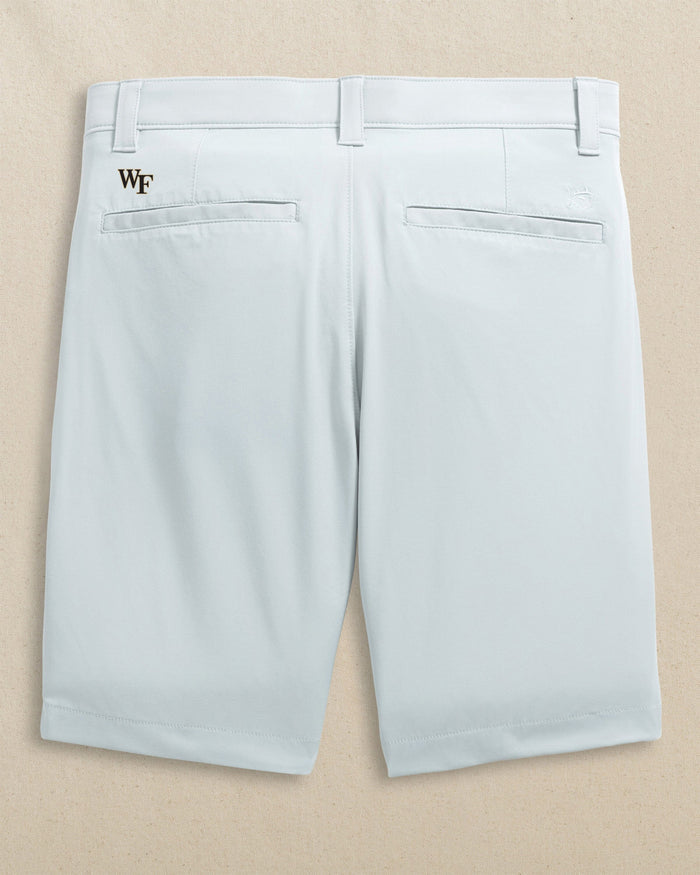 The back view of the Southern Tide Wake Forest Demon Deacons Birdie 8" Coastal Breeze® Performance Short by Southern Tide - Seagull Grey