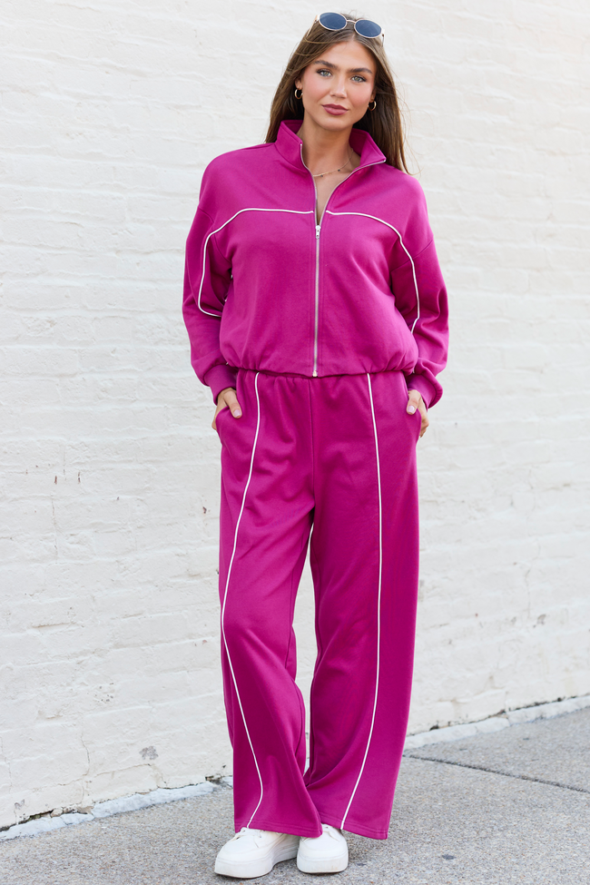 Walk It Out Magenta Woven Track Pant