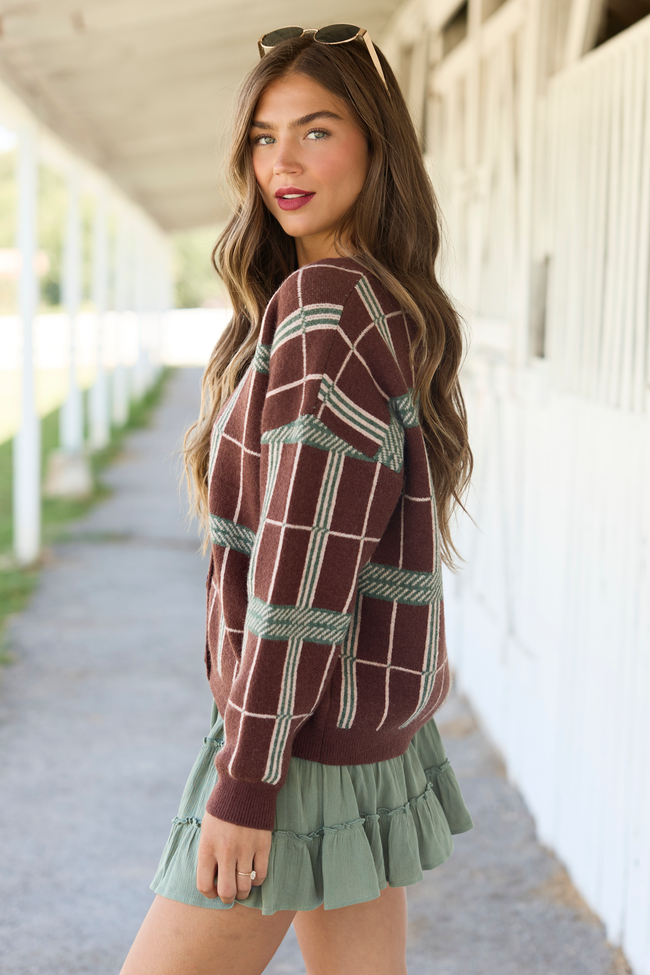 Warm Welcome Brown Plaid Cardigan
