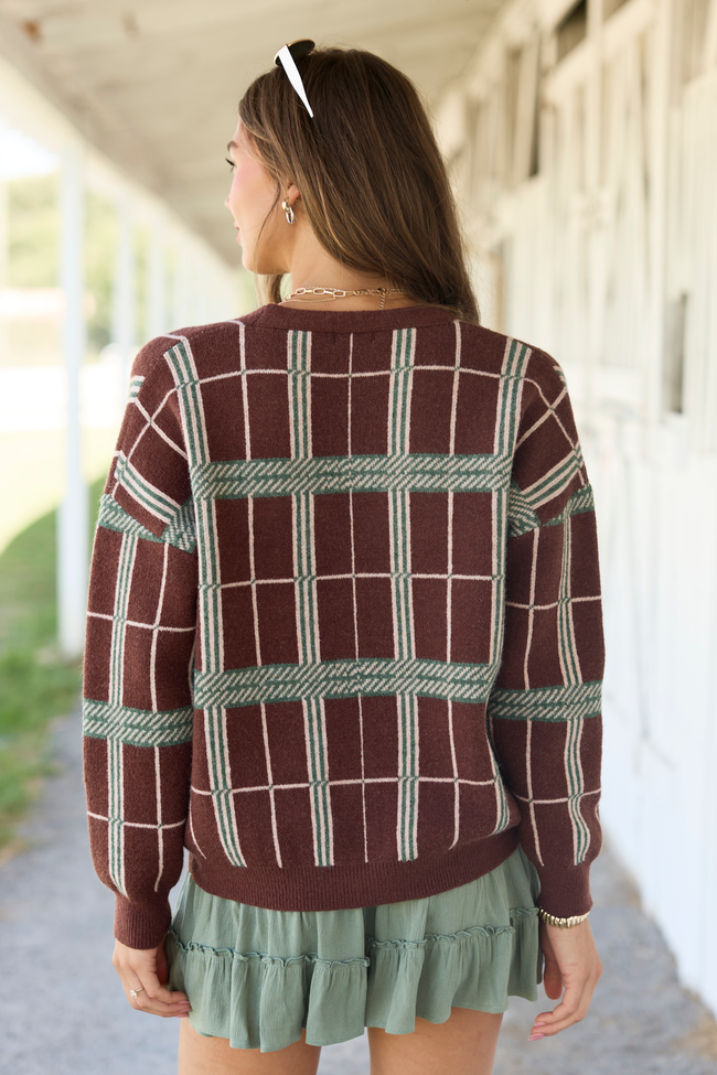 Warm Welcome Brown Plaid Cardigan