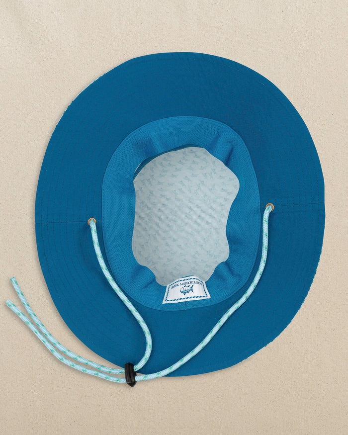 The under view of the Southern Tide Waterway Fintastic Performance Sun Hat by Southern Tide - Cerulean