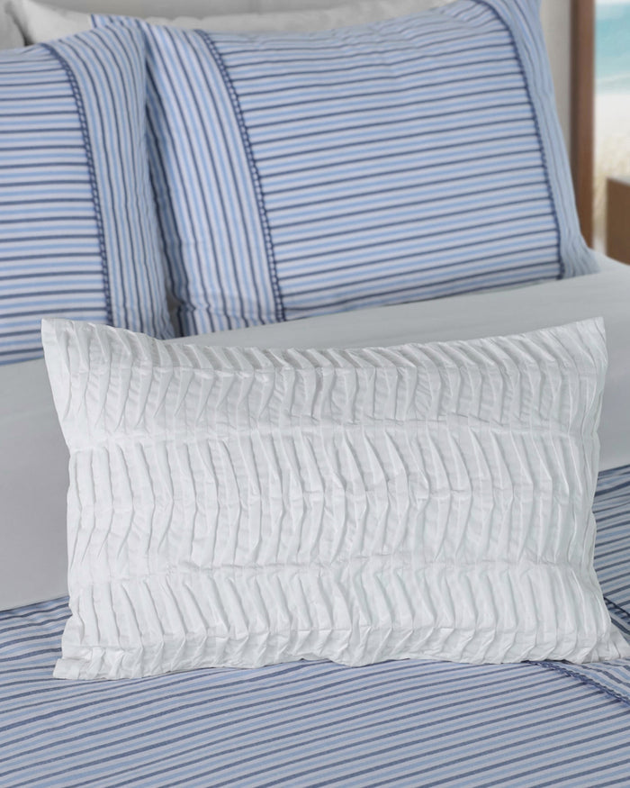 The detail view of the Southern Tide Waves Small Decorative Pillow by Southern Tide - White