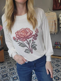 White Floral Sweater