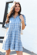 Whitney Blue Plaid Flannel Mini Dress FINAL SALE