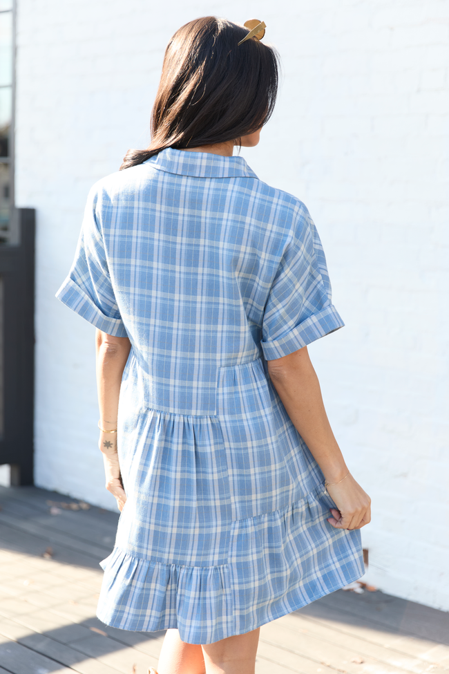 Whitney Blue Plaid Flannel Mini Dress FINAL SALE