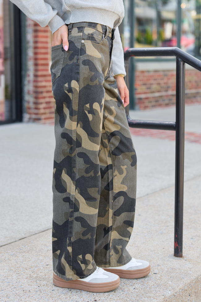 Wild About You Camo Wide Leg Jeans