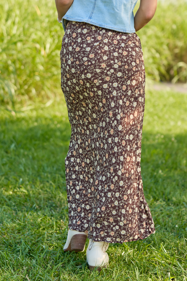 Wild Intentions Brown Floral Maxi Skirt