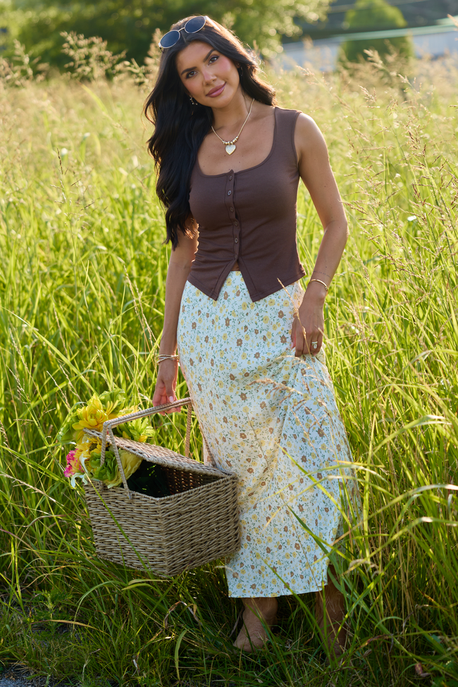 Wild Intentions Ivory Multi Floral Maxi Skirt